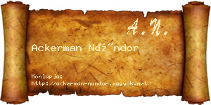 Ackerman Nándor névjegykártya